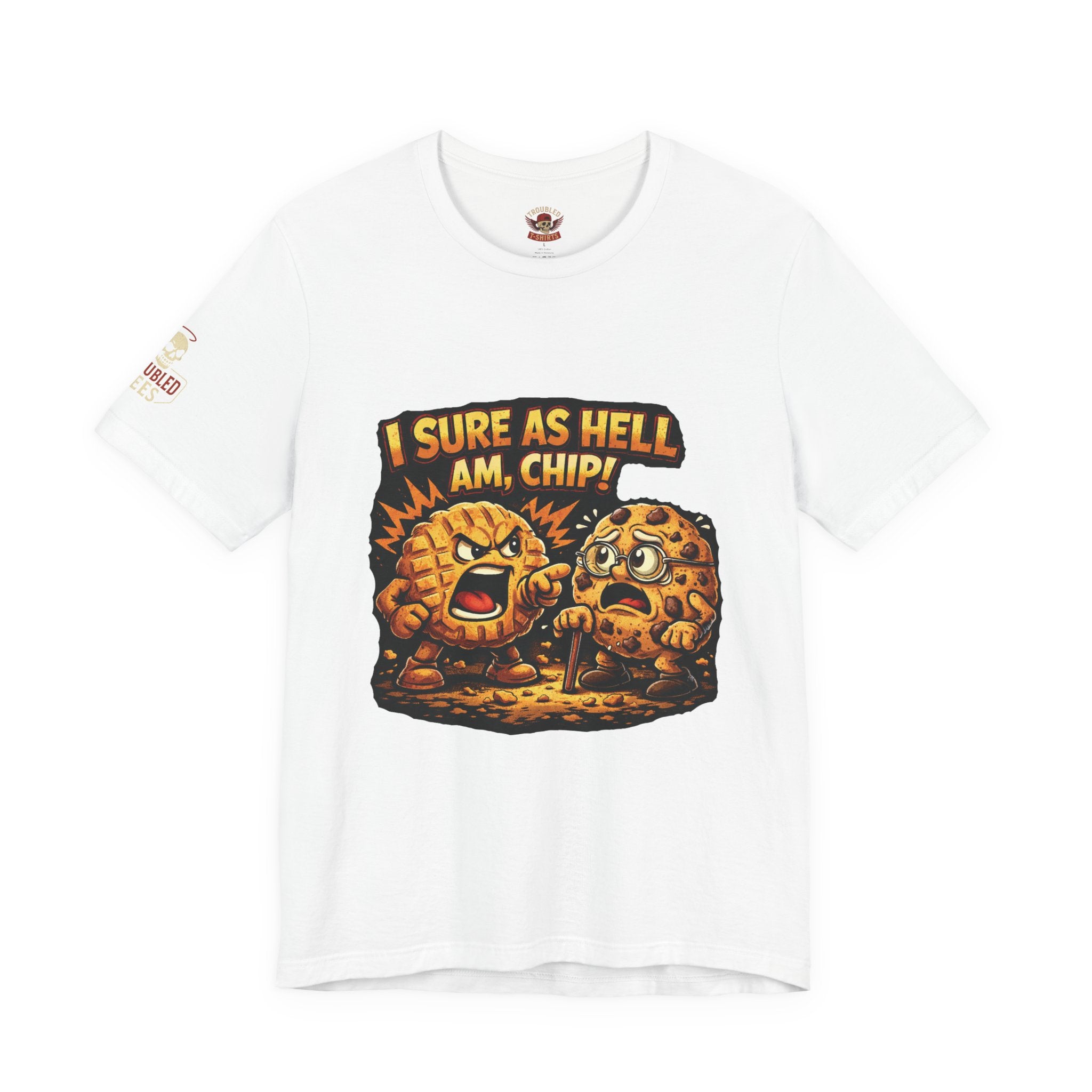Funny Peanut Butter Cookie Yelling at Chocolate Chip Cookie T‑Shirt