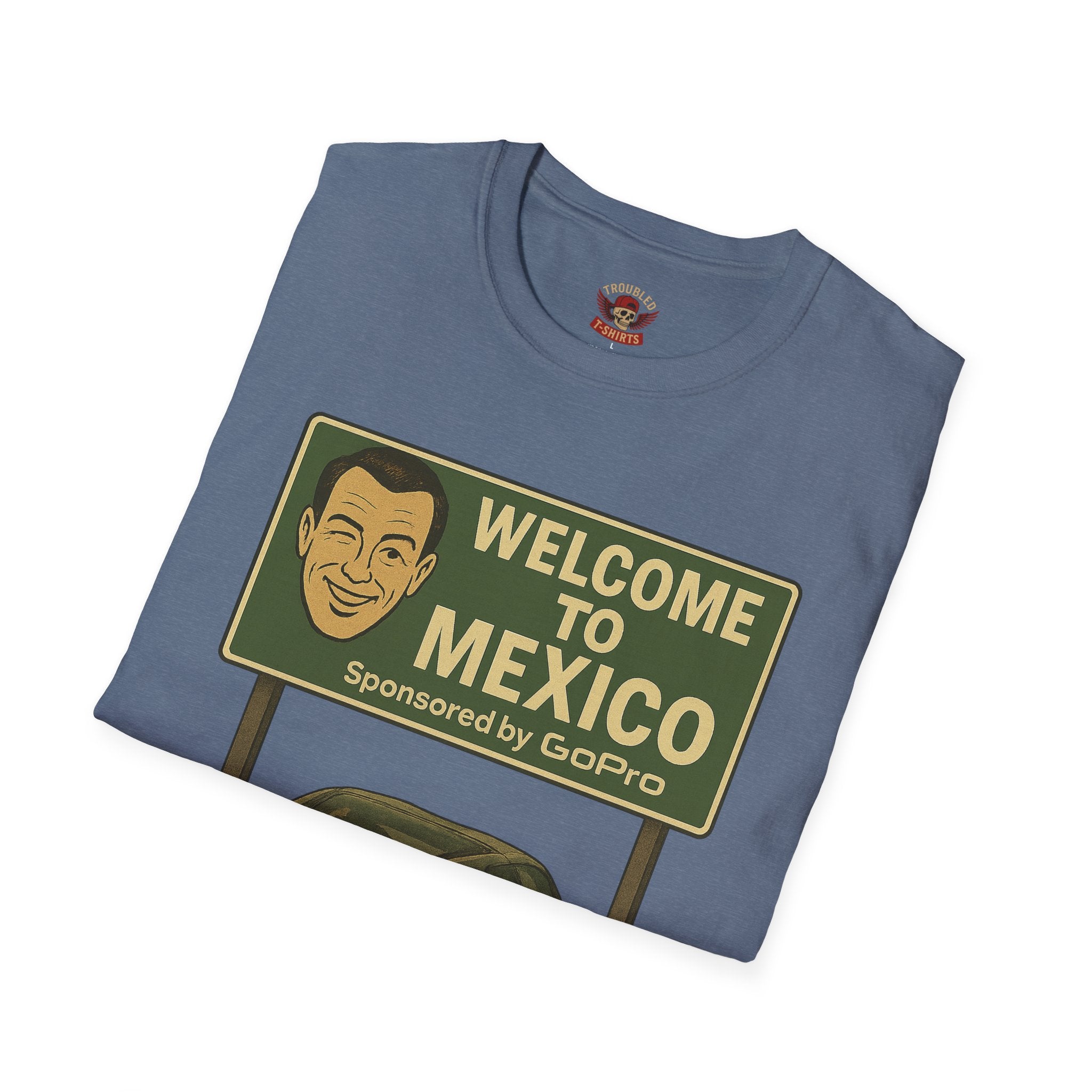Welcome to Mexico Corvette T-Shirt — Vintage Road Trip Tee with 'Sponsored by GoPro' Sign