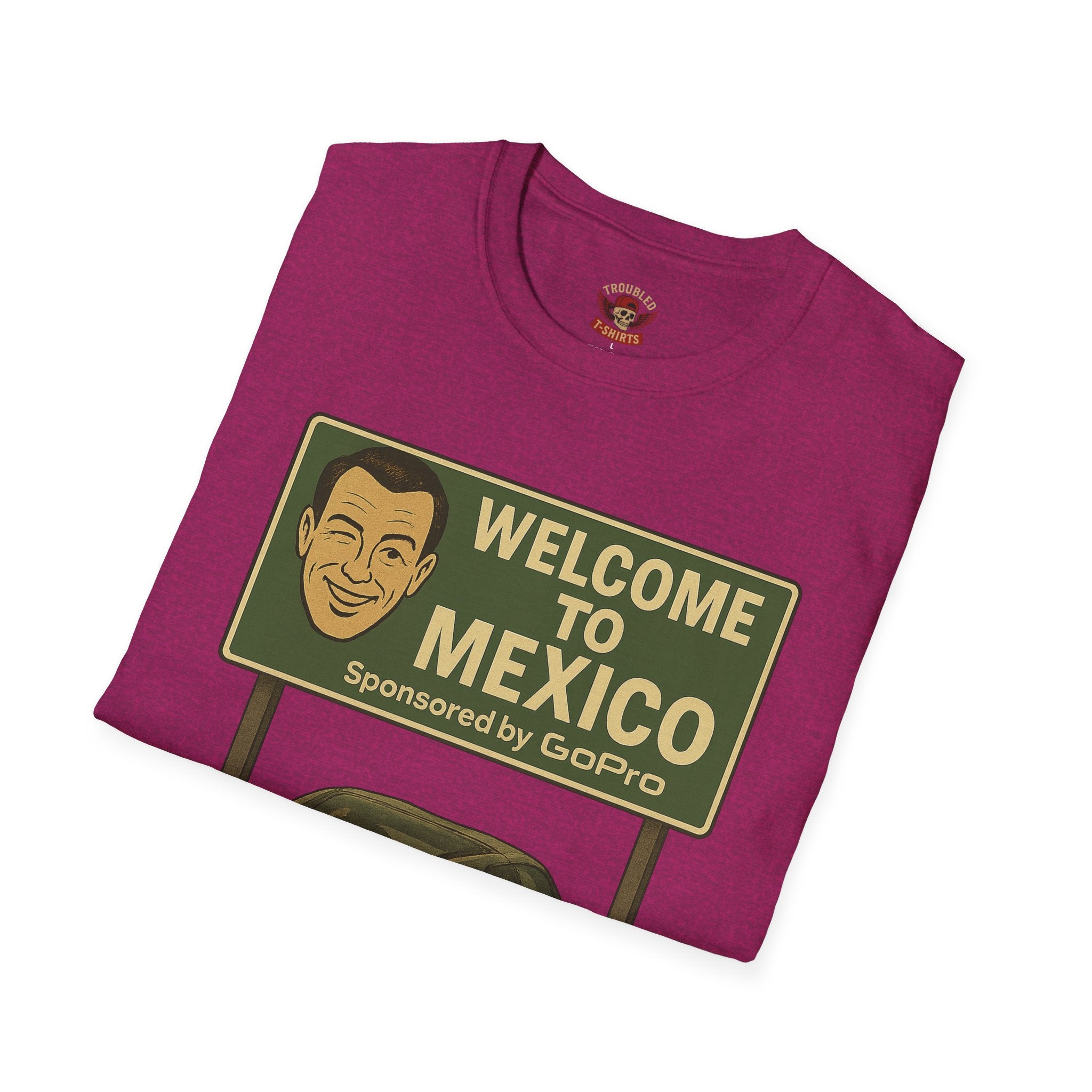 Welcome to Mexico Corvette T-Shirt — Vintage Road Trip Tee with 'Sponsored by GoPro' Sign