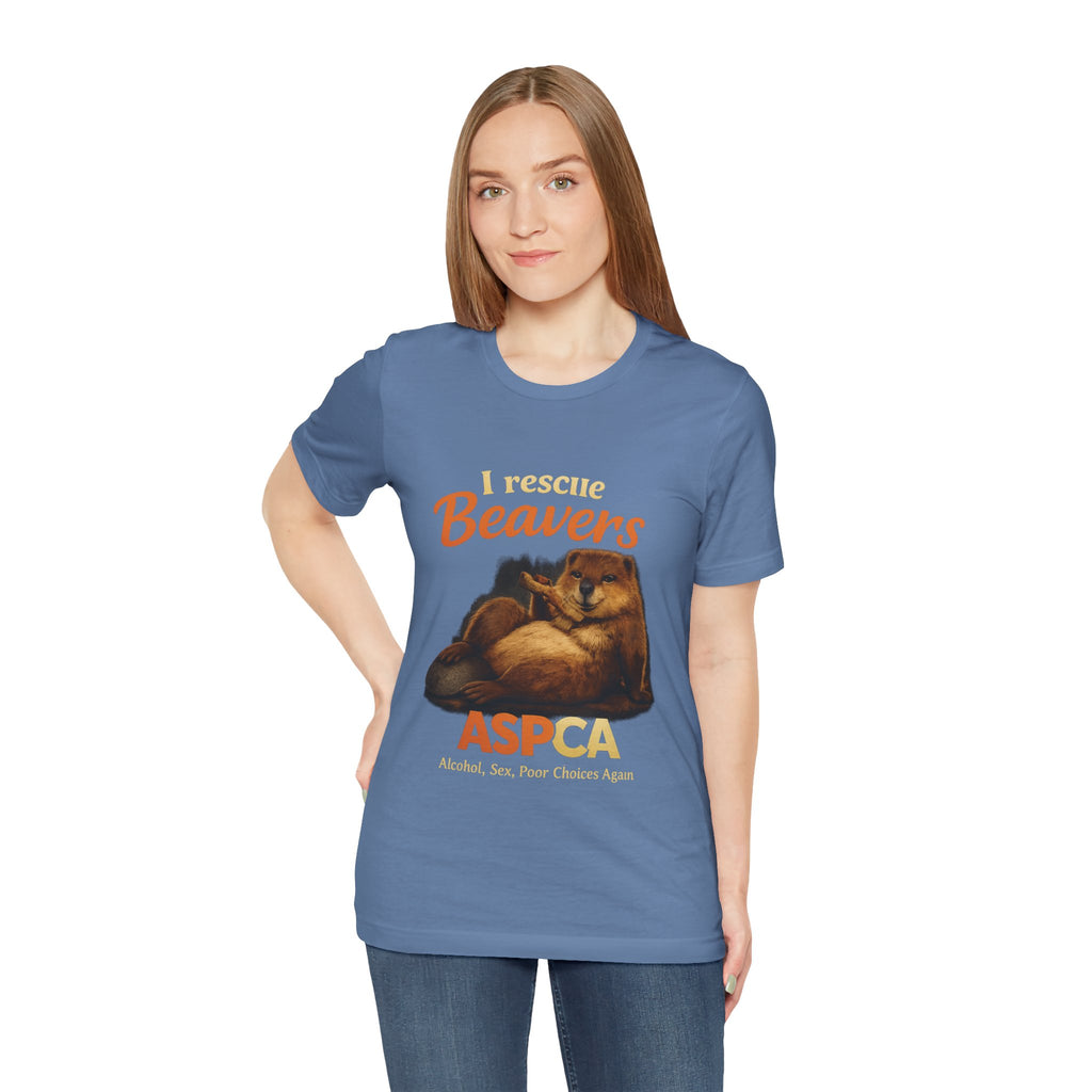I Rescue Beavers Graphic Tee — Funny Tongue-in-Cheek Wildlife Shirt