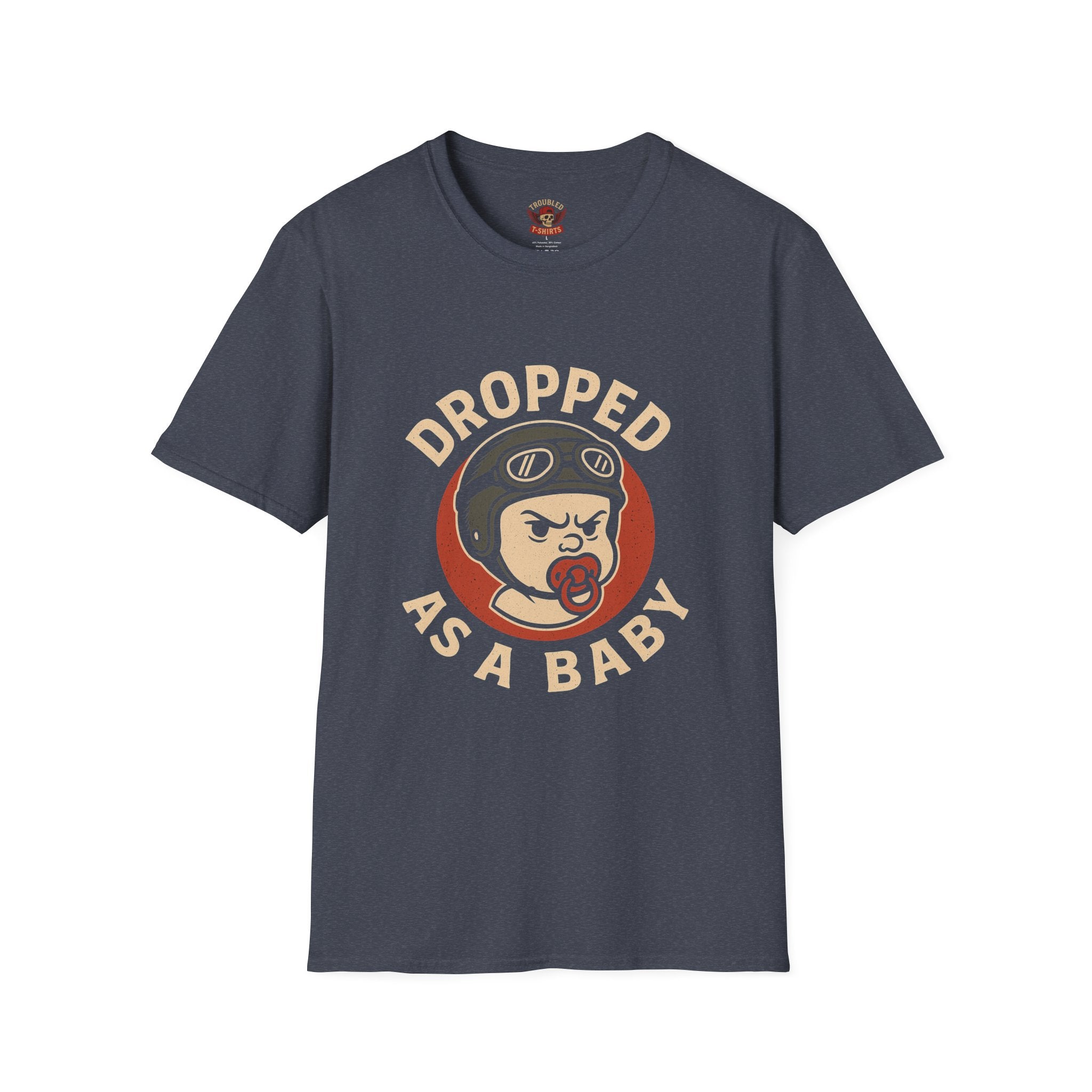 Dropped As A Baby T-Shirt — Funny Retro Baby Pilot Tee