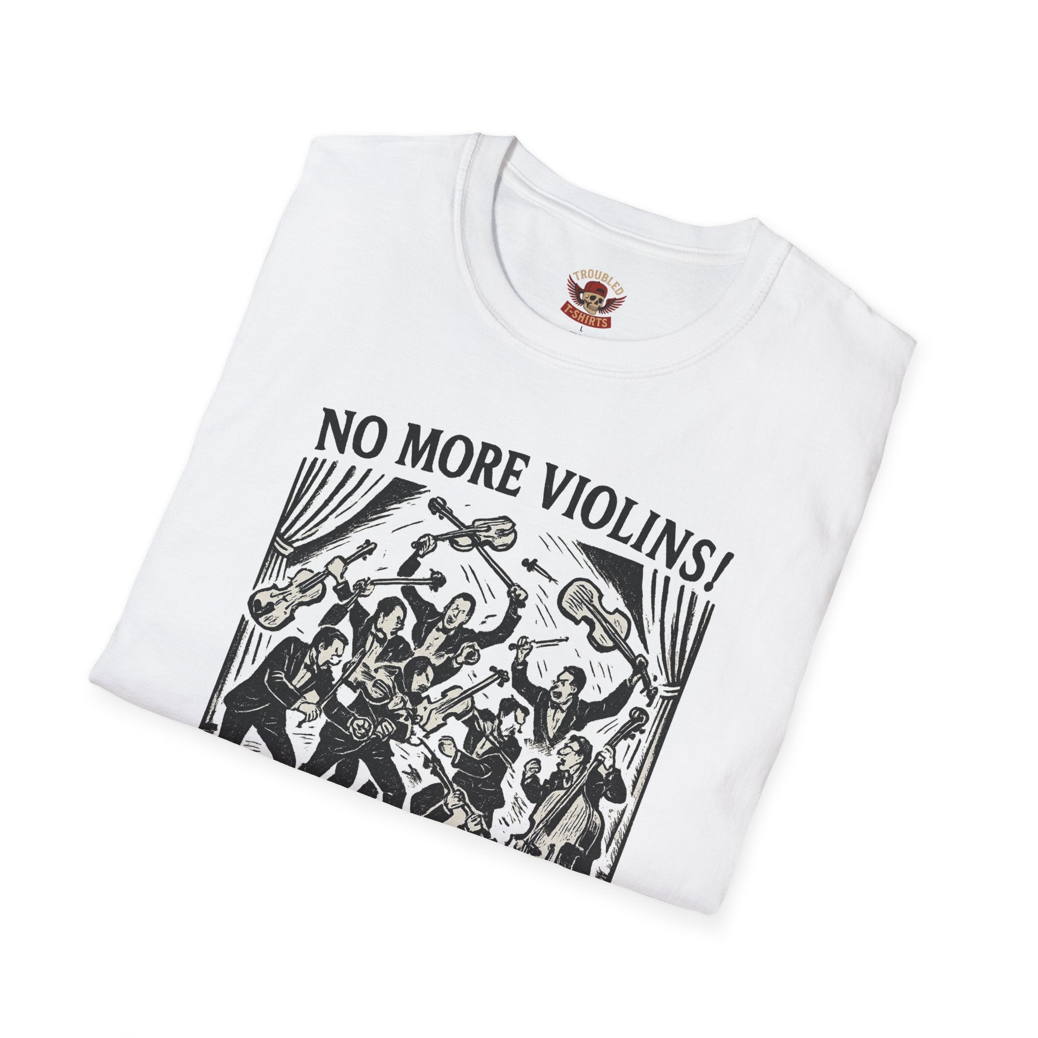 Support the Arts T-Shirt — "No More Violins!" Vintage Concert Poster Tee
