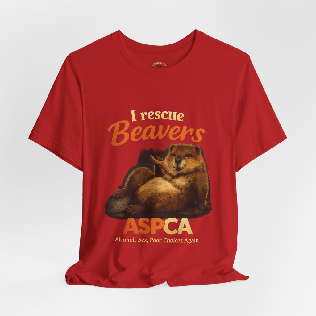 I Rescue Beavers Graphic Tee — Funny Tongue-in-Cheek Wildlife Shirt