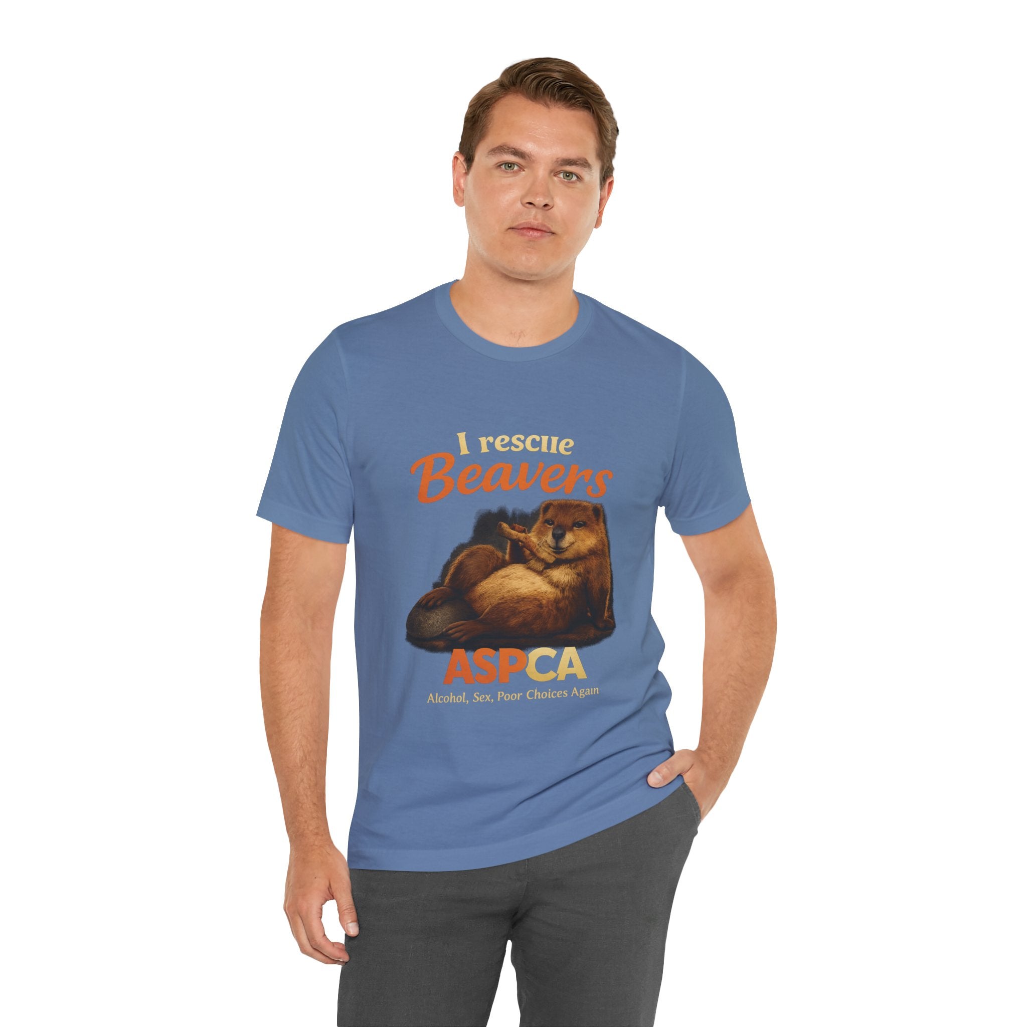I Rescue Beavers Graphic Tee — Funny Tongue-in-Cheek Wildlife Shirt