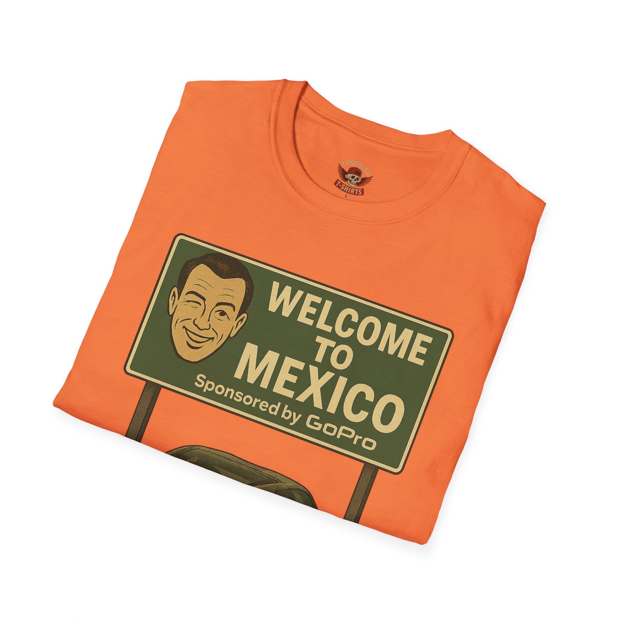 Welcome to Mexico Corvette T-Shirt — Vintage Road Trip Tee with 'Sponsored by GoPro' Sign