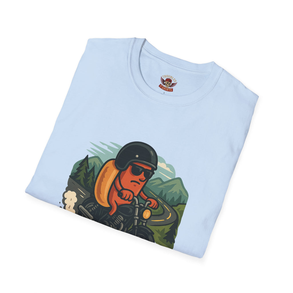 100% Beef Wiener Motorcycle T-Shirt — Funny Hot Dog Rider Tee