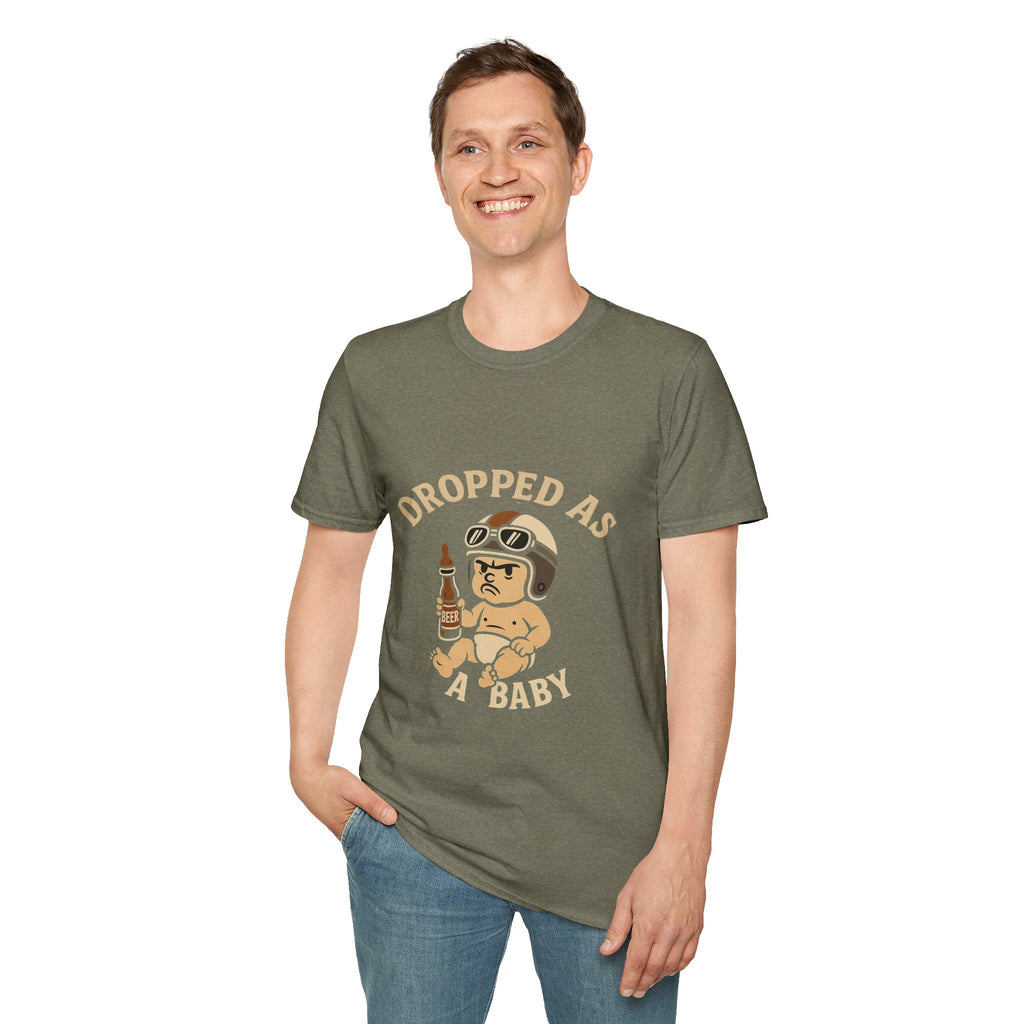 Dropped as a Baby Motorcyclist Unisex T-Shirt -