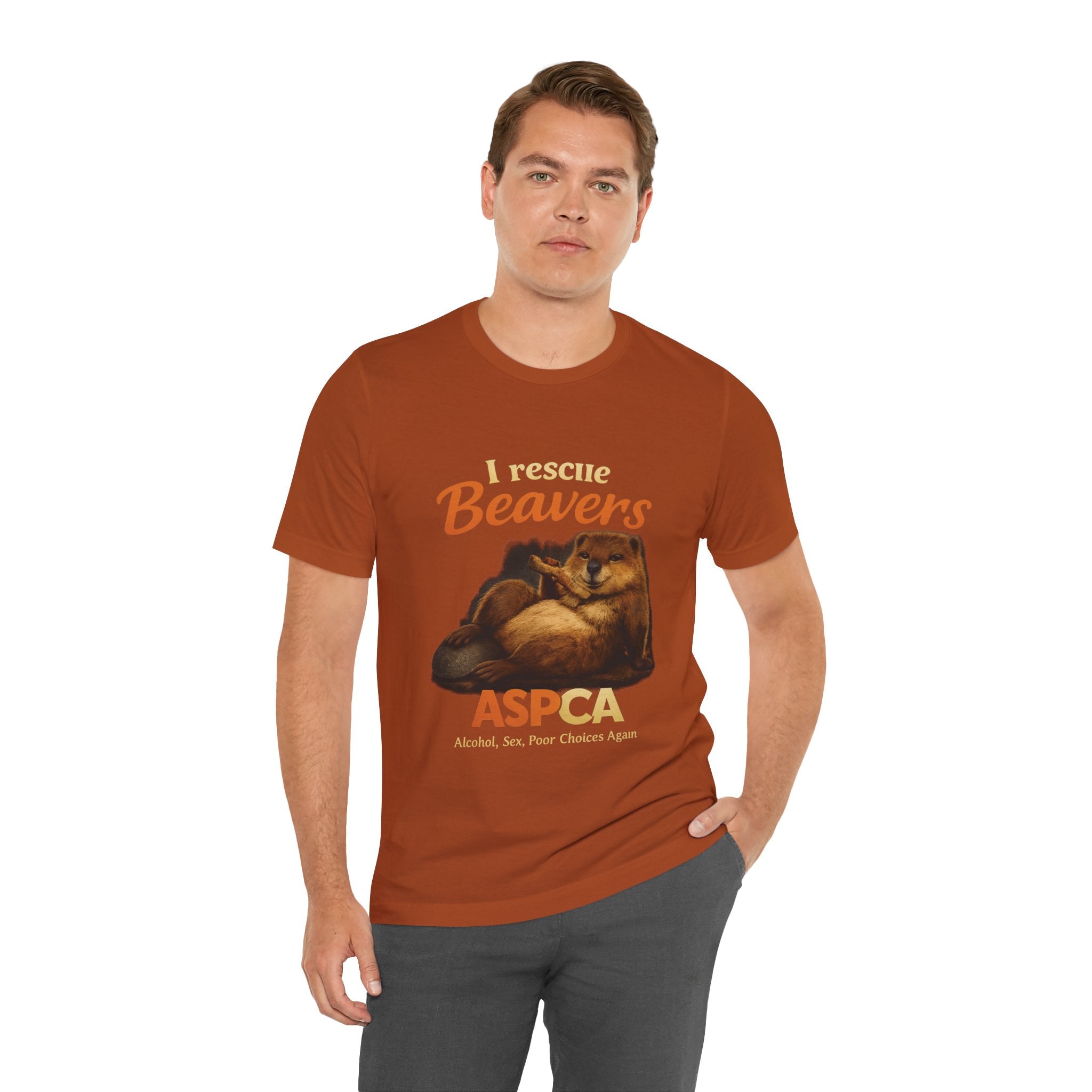 I Rescue Beavers Graphic Tee — Funny Tongue-in-Cheek Wildlife Shirt