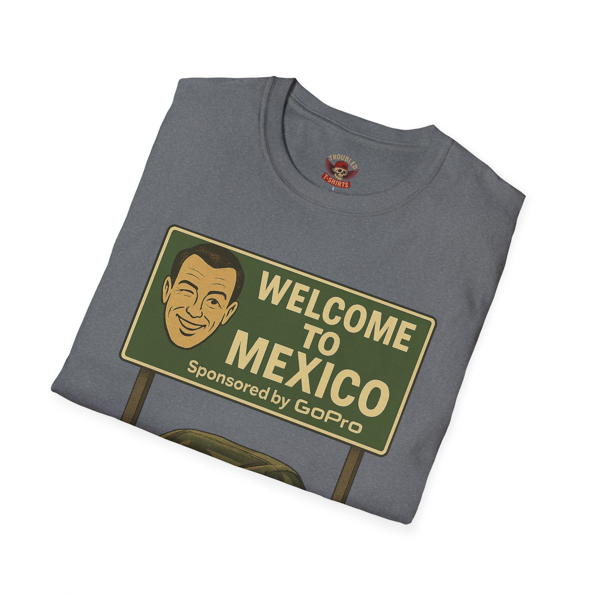 Welcome to Mexico Corvette T-Shirt — Vintage Road Trip Tee with 'Sponsored by GoPro' Sign