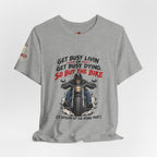 "Get Busy Livin' or Get Busy Dying, So Buy the Bike" T-Shirt — Funny Skeleton Biker Tee