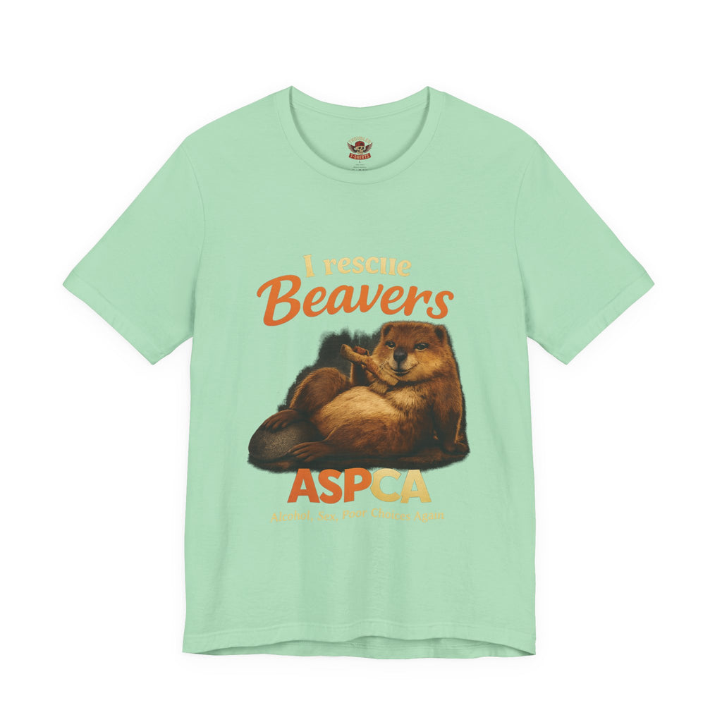 I Rescue Beavers Graphic Tee — Funny Tongue-in-Cheek Wildlife Shirt