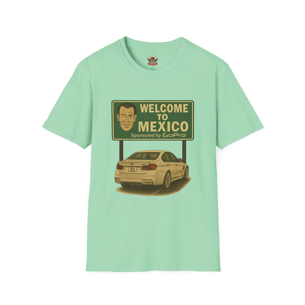Welcome to Mexico BMW T-Shirt — Retro Road Trip Car Design