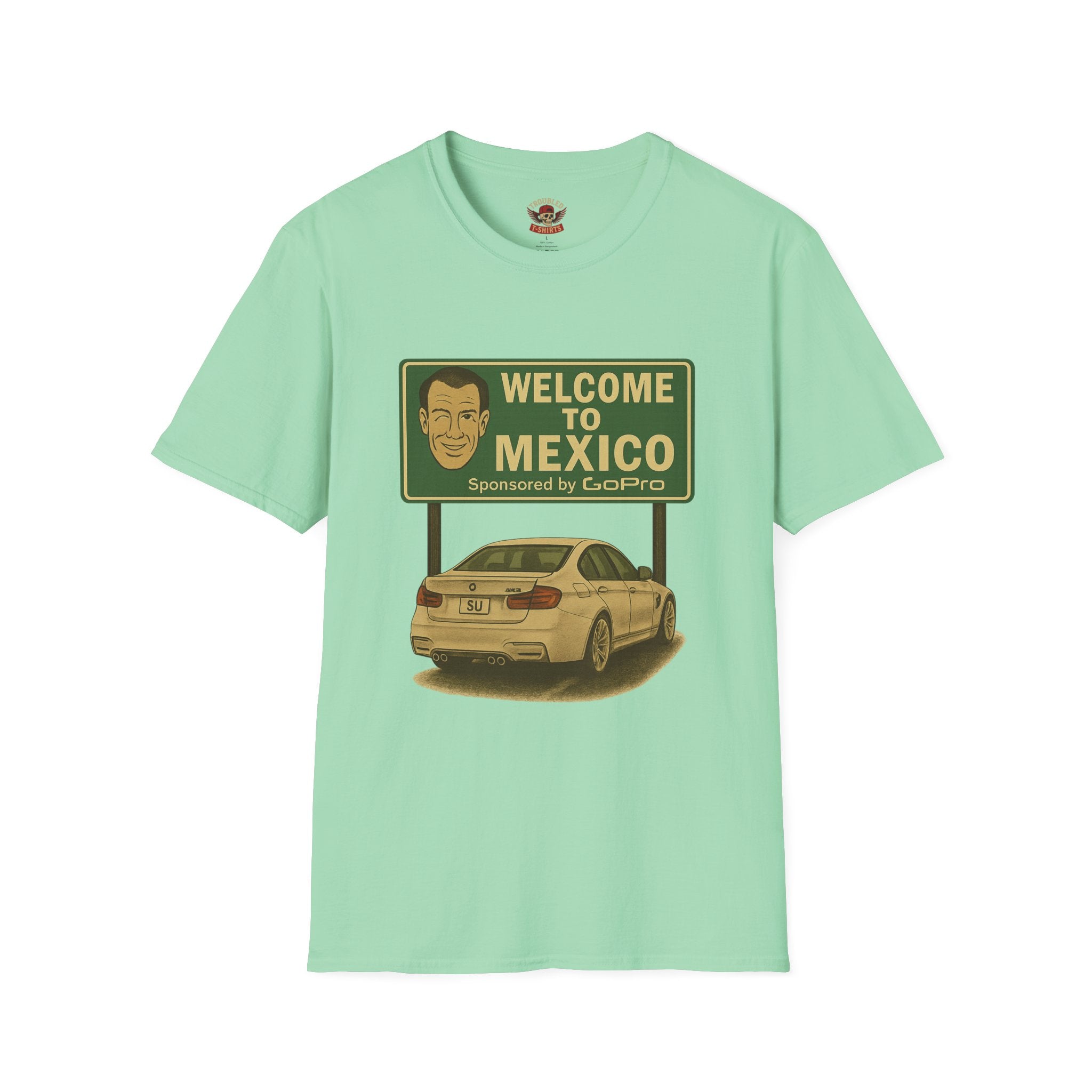 Welcome to Mexico BMW T-Shirt — Retro Road Trip Car Design