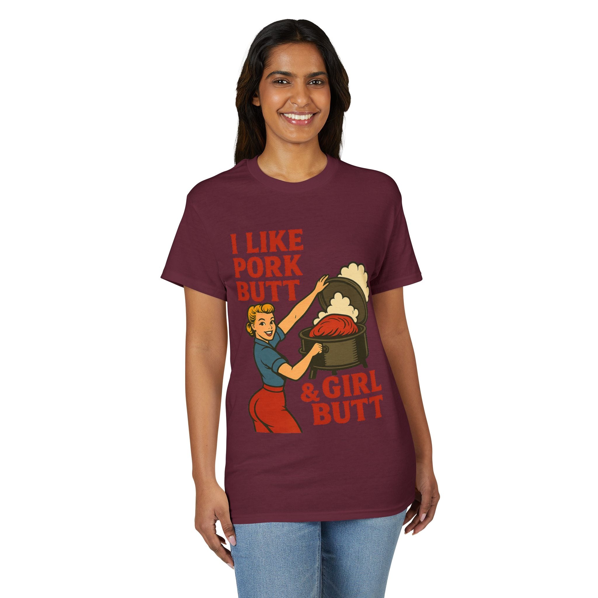 Retro BBQ T‑Shirt — "I Like Pork Butt & Girl Butt" Vintage BBQ Humor Tee