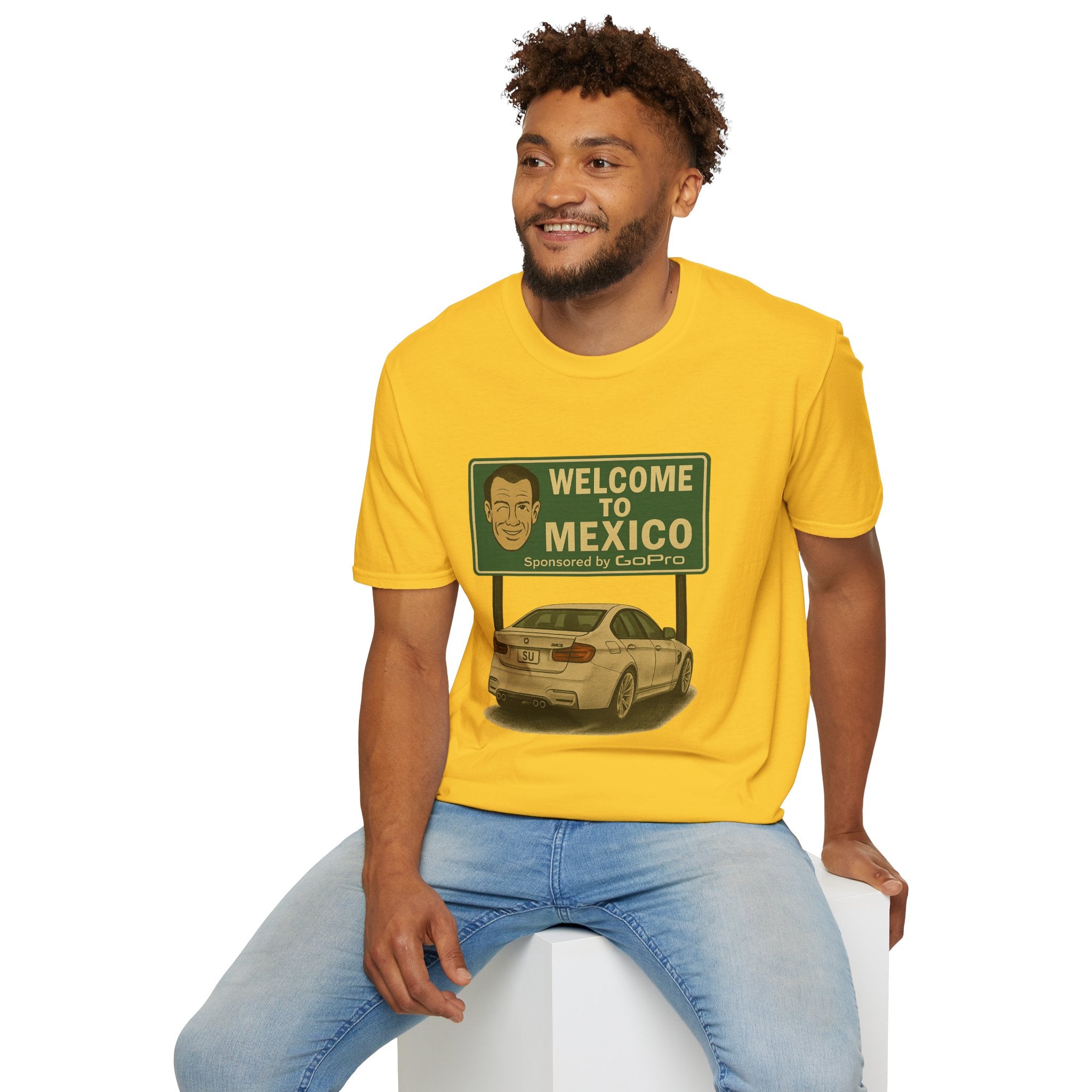 Welcome to Mexico BMW T-Shirt — Retro Road Trip Car Design