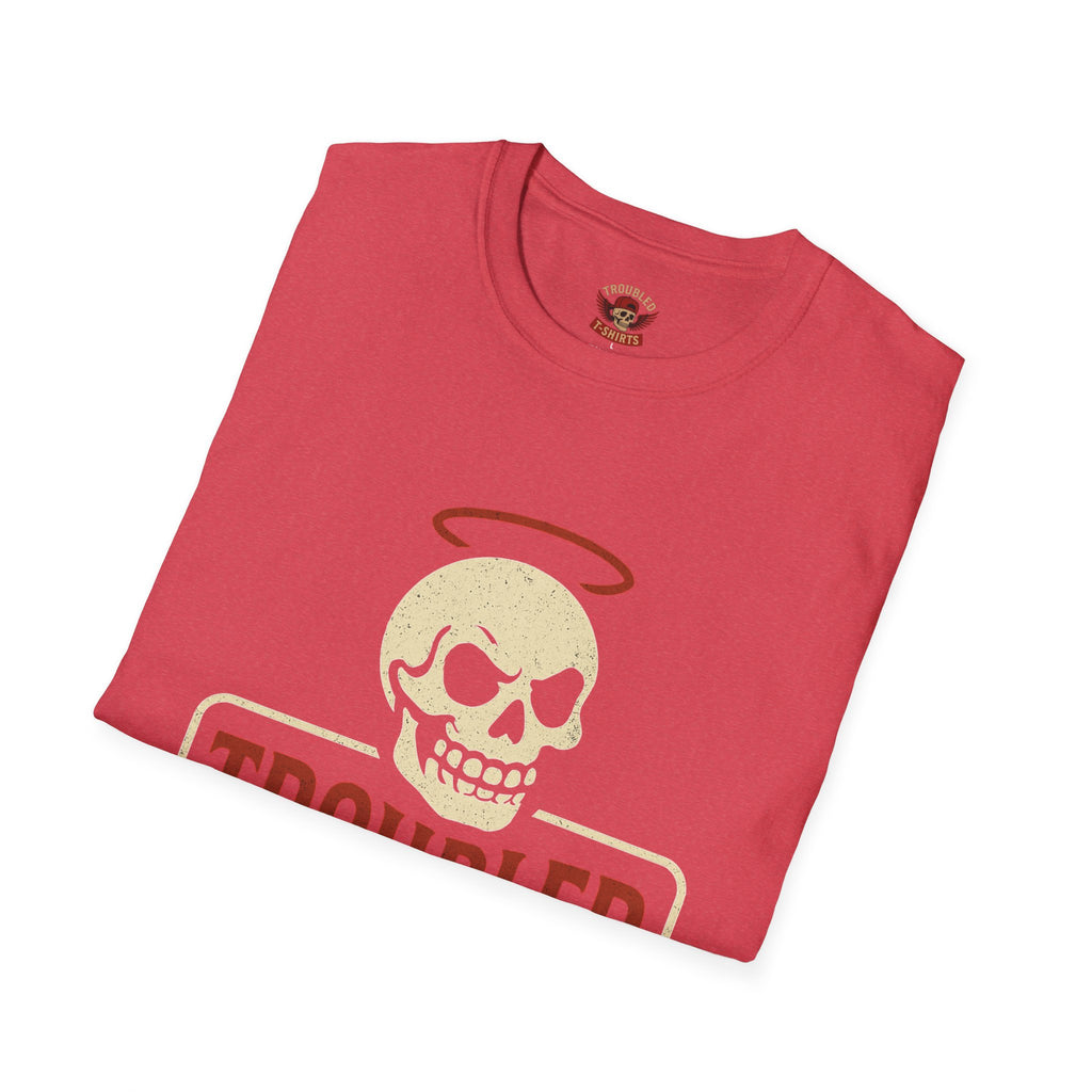 Troubled Tees Graphic T-Shirt — Skull Halo Vintage Logo Tee